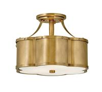 Quintiesse Chance 2 Light Semi-Flush Ceiling Fitting In Heritage Brass Finish