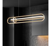 Quintiesse DENMARK LED hanging light, brushed gold, length 107 cm, metal