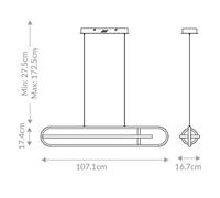 Quintiesse DENMARK LED pendant light, matt black, length 107 cm, metal