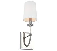 Quintiesse Felixstowe Singe Light LED Bathroom Wall Fitting In Polished Chrome Finish With White Parchment Shade