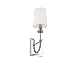 Quintiesse Felixstowe Singe Light LED Bathroom Wall Fitting In Polished Chrome Finish With White Parchment Shade