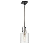 Quintiesse Kitner Ceiling Pendant Light - Polished Nickel with Clear Seeded Glass
