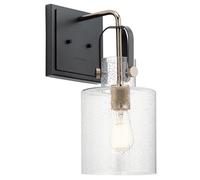 Quintiesse Kitner Wall Light - Polished Nickel with Clear Seeded Glass