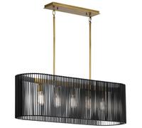 Quintiesse Linara hanging light, black/brass, five-bulb