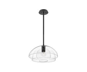 Quintiesse Lotus Single Light Glass Ceiling Pendant In Black Finish