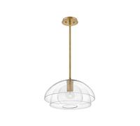 Quintiesse Lotus Single Light Glass Ceiling Pendant In Heritage Brass Finish