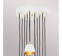 Quintiesse Nula pendant light, shell white/gold, 12-bulb