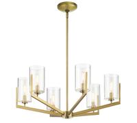 Quintiesse Nye 6 Light Glass Chandelier - Natural Brass