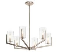 Quintiesse Nye 6 Light Glass Chandelier - Pewter