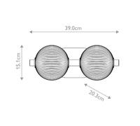 Quintiesse PALMAS LED wall lamp, gold/smoke grey, width 39 cm, 2-bulb, IP44