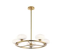 Quintiesse Pim 5 Light Chandelier In Gold Finish with Opal Etched Glass