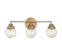 Quintiesse Poppy 3 Arm Glass Wall Light - Heritage Brass