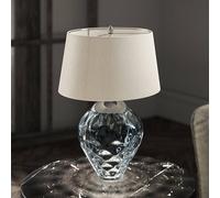 Quintiesse Samara table lamp, Ø 45.7 cm, blue, fabric, glass, 2-bulb