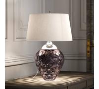 Quintiesse Samara table lamp, Ø 45.7 cm, pink, fabric, glass, 2-bulb