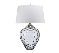 Quintiesse Samara table lamp, Ø 51 cm, grey, fabric, glass, 2-bulb