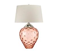 Quintiesse Samara table lamp, Ø 51 cm, salmon, fabric, glass, 2-bulb