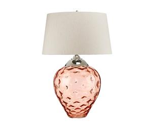 Quintiesse Samara table lamp, Ø 51 cm, salmon, fabric, glass, 2-bulb