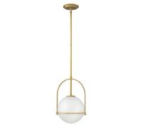 Quintiesse Somerset Ceiling Pendant Light - Heritage Brass with Opal Glass