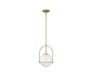 Quintiesse Somerset Single Light Ceiling Pendant In Heritage Brass Finish with Opal Glass