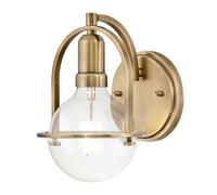 Quintiesse Somerset Wall Light - Heritage Brass with Clear Bulb