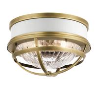 Kichler Tollis Bowl Semi Flush Ceiling Light Natural Brass & White Netlighting Yellow One Size