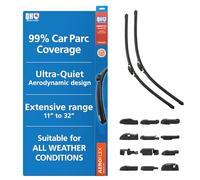 Quinton Hazell Aeroflex Multi-Fit Flat Window Wiper Blade Set | 24 inches & 20 inches (610mm & 508mm) | Replacment Car Windscreen Wiper Blade Bundle With Universal Fitting Adapters