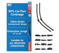 Quinton Hazell Aeroflex Multi-Fit Flat Window Wiper Blade Set | 24 inches & 21 inches (610mm & 533mm) | Replacement Car Windscreen Wiper Blade Bundle Including Universal Fitting Adapters