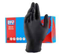 Quinton Hazell Black Heavy-Duty Nitrile Gloves - Strong, Powder-Free, Latex-Free - 100 Pack with Textured Fingertips - Extra Large