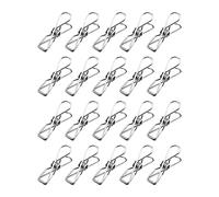 QUINTRA 20 Pack Stainless Steel Clothes Pegs Hooks Clothes Pegs Clothes Line Clips for Home Laundry Office Indoor Indoor Cord Kitchen Appliances Closure Tweezers Plastic (Pink, One Size)