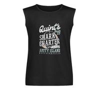 Quint's Shark Fishing Charter Amity Island Massachusetts 1975 Mens Unisex Sleeveless T-Shirt Graphic Print Vests Top Black Tank Tee XL