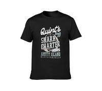Quint's Shark Fishing Charter Amity Island Massachusetts 1975 T-Shirt Unisex Gift Men's Black Tees XXL