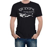 Quints Shark Fishing Mens T-Shirt (Black, 5XL)