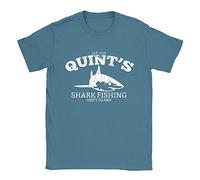 Quints Shark Fishing Mens T-Shirt Large Denim Jaws Funny Vintage Look Gift Movie Top
