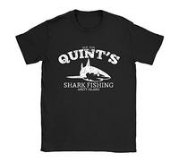 Quints Shark Fishing Mens T-Shirt X-Large Black Jaws Funny Vintage Look Gift Movie Top