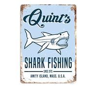Quints Shark Fishing - Sticky-Pads - Metal Wall Sign Plaque Art Inspirational