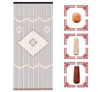 QUIOTUIR 208x90cm Wooden Beaded Bamboo Door Curtain 31 Line Chocolate Brown Hanging Doorway Blind Insect Fly Mosquito Bug Partition Privacy Screen for Home Doorways, Wardrobes, Windows, Bedroom Doors