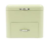QUIOTUIR 30 * 20.5 * 26.5cm Two-tier Bread Bin Metal Bread Boxes with Handle Drawer and Airtight Lid Green Breadbins for Storing Breads, Pastries, Doughnuts, Loaves, Pastries, Rolls