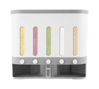 QUIOTUIR Cereal Storage Containers 5-compartment with Practical Cup Wall-mounted and Tabletop Food Storage Containers with Lids for Storing Flour, Oats, Sugar, Nuts, Dry Cereals, Coffee Beans