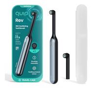Quip Rev 360 Oscillating Rechargeable Electric Toothbrush with Extra Brush Head - Soft Bristles, Pressure Sensor, 3 Intensities, 30-Day Battery, 2-Min Timer, Travel Case, Mirror Mount - Blue Stone