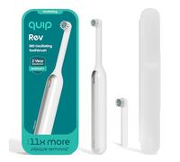 Quip Rev Oscillating Rechargeable Electric Toothbrush with Extra Brush Head - Soft Bristles, Pressure Sensor, 3 Intensities, 30-Day Battery Life, 2-Min Timer, Travel Case, Mirror Mount - Silver Cloud