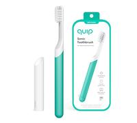 Quip Sonic Toothbrush for Adults - Timed Electric Toothbrush with Cover - Replaceable Brush Head, Soft Bristles, Plastic Handle, 3 Month Battery Life - Travel Toothbrush - Green