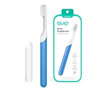 Quip Sonic Toothbrush for Adults - Timed Electric Toothbrush with Cover - Replaceable Brush Head, Soft Bristles, Plastic Handle, 3 Month Battery Life - Travel Toothbrush - Blue
