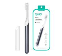 Quip Sonic Toothbrush for Adults - Timed Electric Toothbrush with Cover - Replaceable Brush Head, Soft Bristles, Metal Handle, 3 Month Battery Life - Travel Toothbrush - Slate