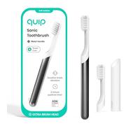 Quip Sonic Toothbrush for Adults - Timed Electric Toothbrush with Cover - Replaceable Brush Head, Soft Bristles, Metal Handle, 3 Month Battery Life - Travel Toothbrush - Slate