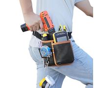 quipuda Tool Pouch, Genuine Leather Tool Belt Pouch, with Adjustable Waist Belt, Tool Bag with Tape Measure Holder for Electricians, Plumbers, Frame Builders
