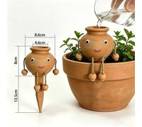 Quipulse Large Figurine-Shaped Red Pottery Automatic Watering Can in Brown Quipulse Brown