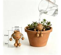 Quipulse Small Figurine-Shaped Red Pottery Automatic Watering Can in Brown Quipulse Brown