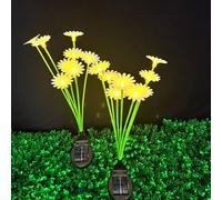 Quipulse Solar Garden Stake Decor Lights Daisy Sun Flower Warm Light 6 Heads Quipulse Multicolor
