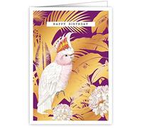 Quire Brilliant & Wild Card Happy Birthday with Birds Flowers Plants,Multicoloured,115x163mm