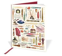 Quire Collections A4 Casebound Notebook - Pens & Quills Design - 120 Pages - Ruled & Silk Ribbon - Size - 297mm x 210mm